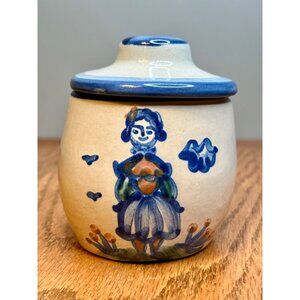 Vintage M.A Hadley Pottery Handpainted Farm Girl Farmers Wife Sugar Bowl/ Sugar